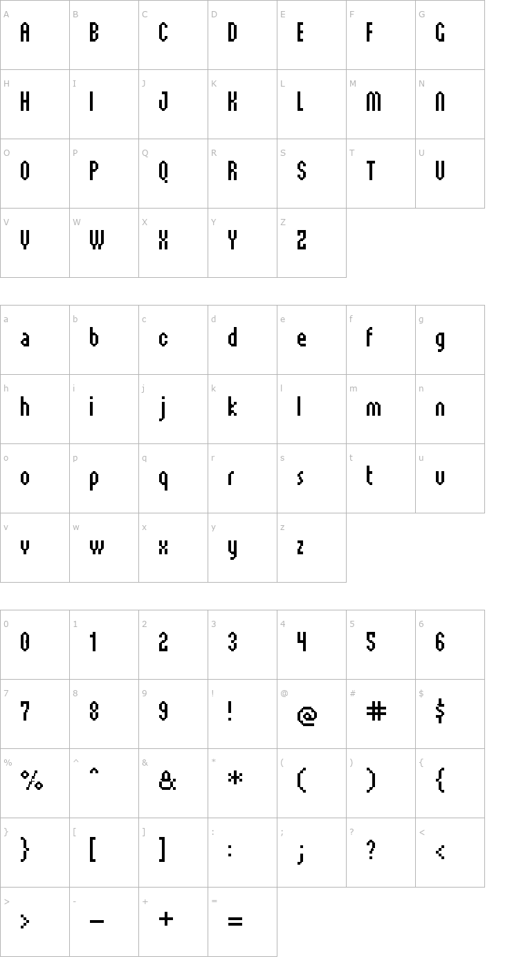 Character Map UF Jetson LF Font