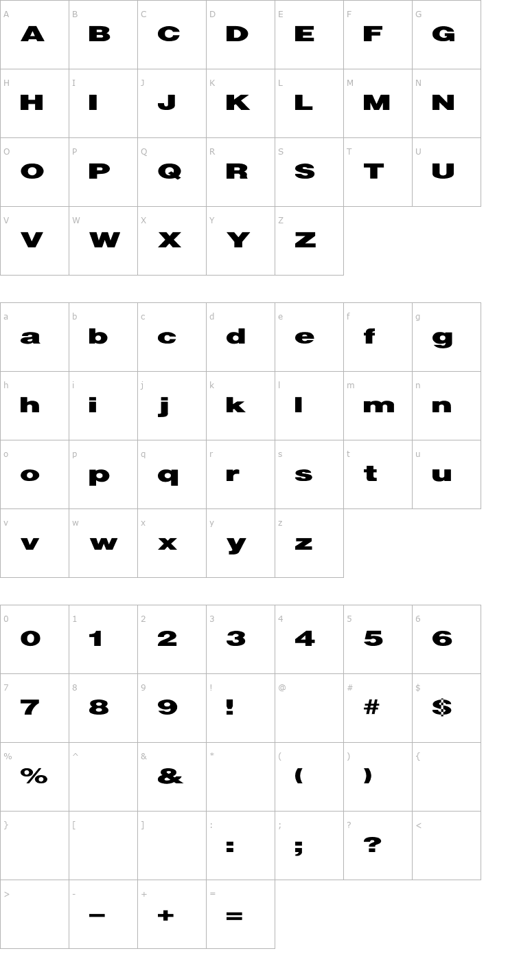 Character Map UltraBlack Ex Font