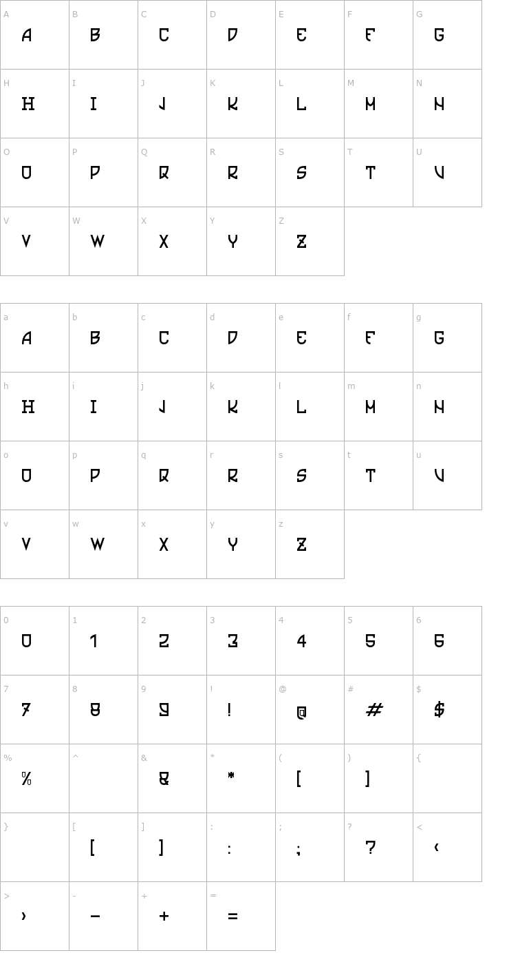 Character Map Ultras Liberi Font