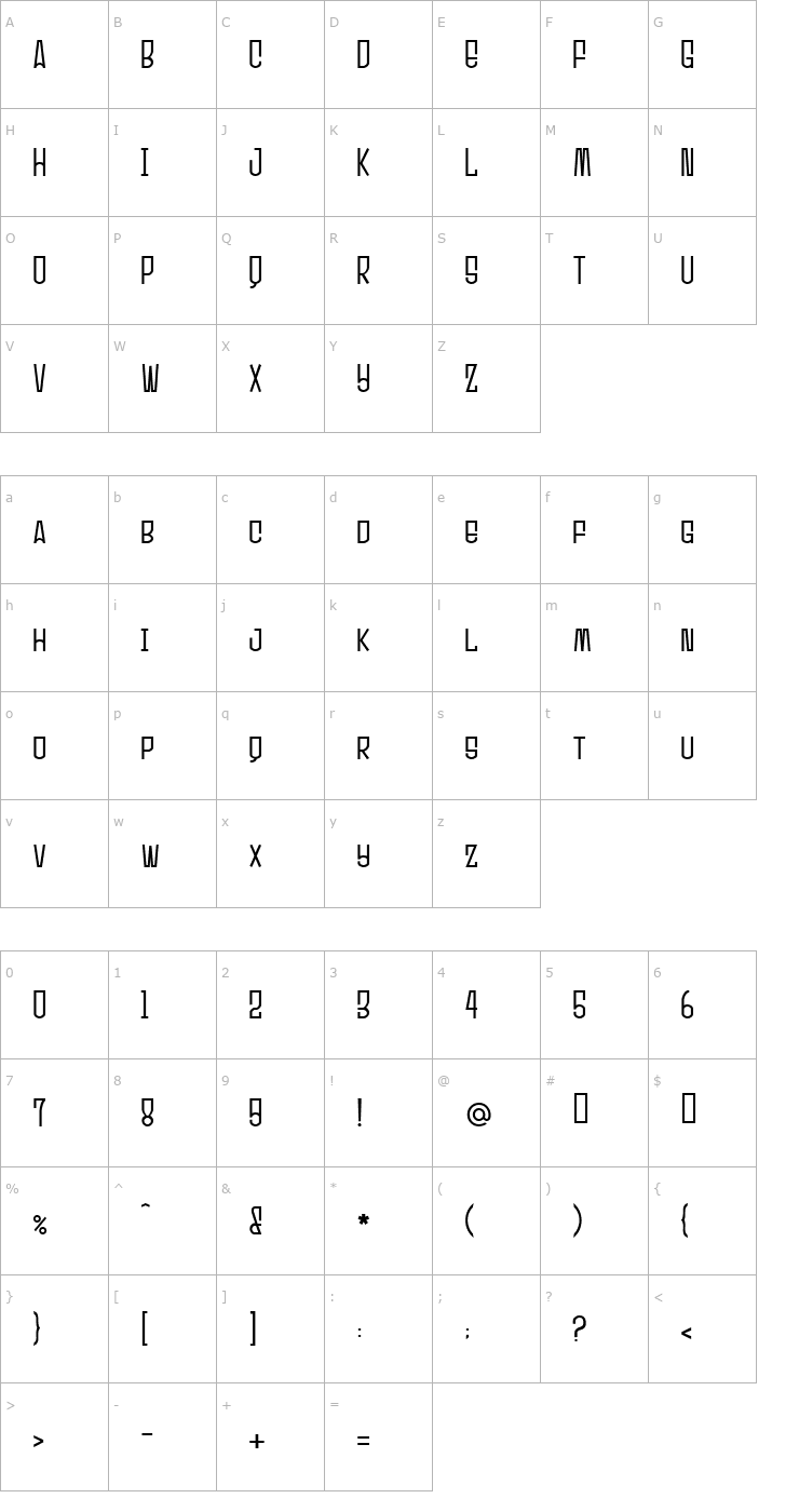 Character Map Ultrasonik Font