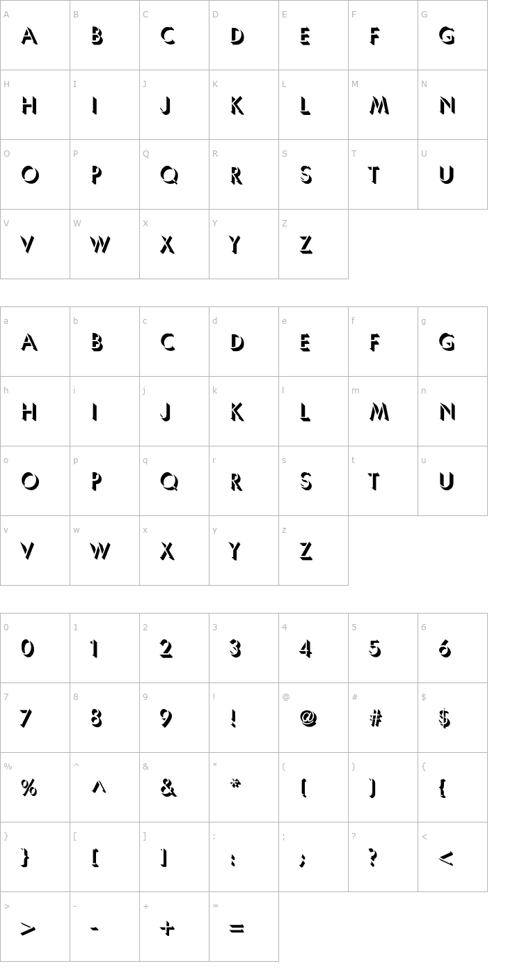 Character Map Umbra-Thin Font