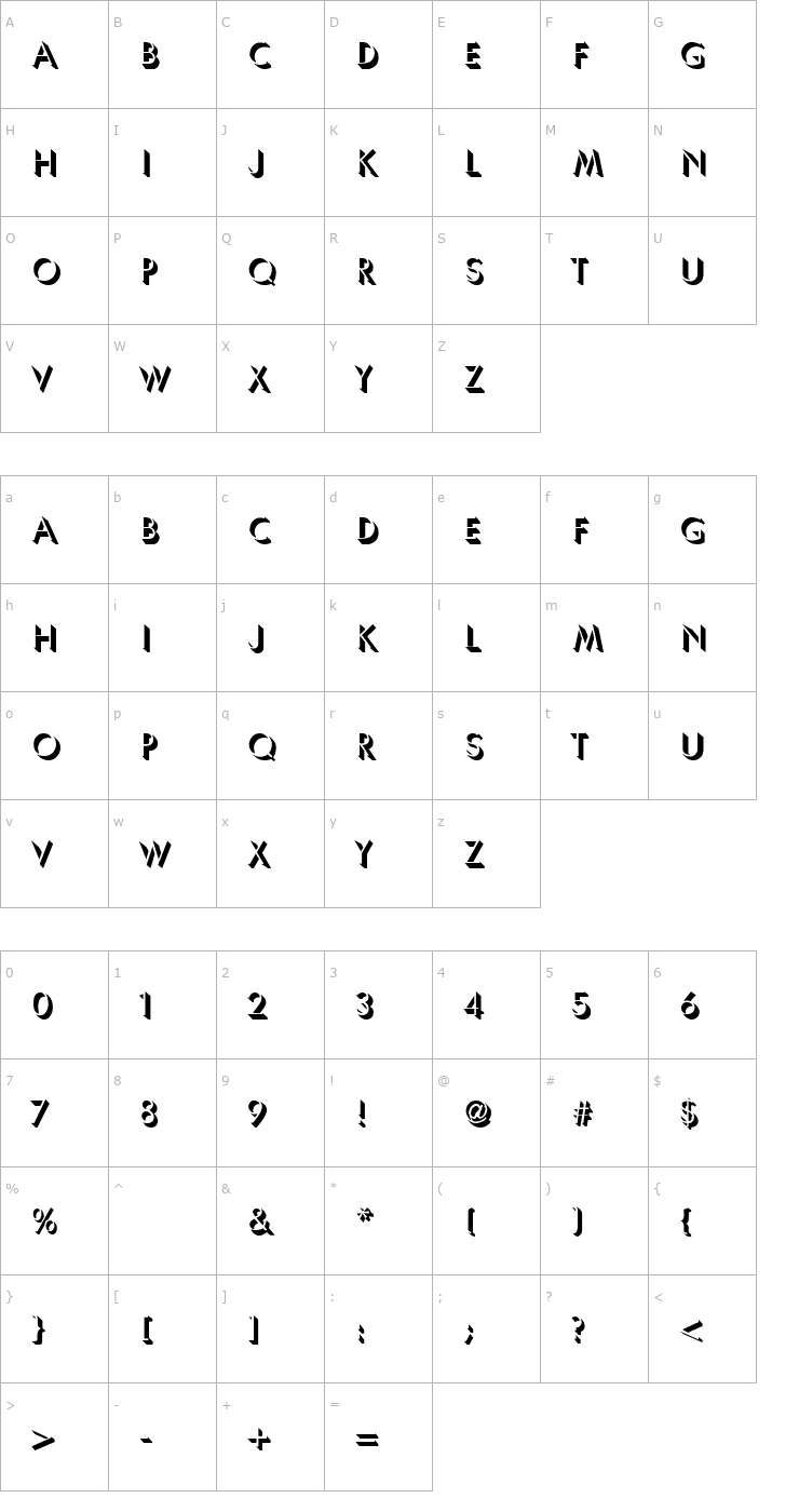 Character Map UmbraThin Font