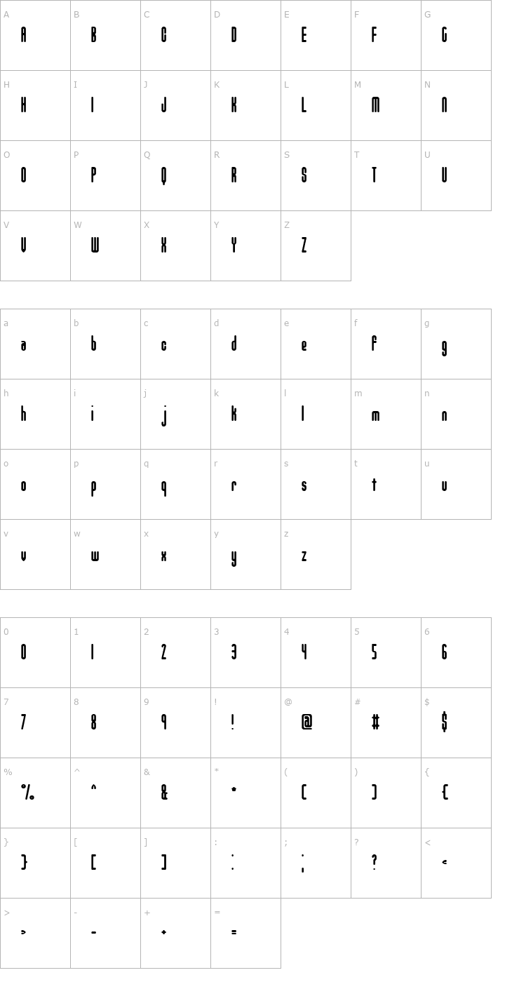 Character Map Unanimous Inverted -BRK- Font