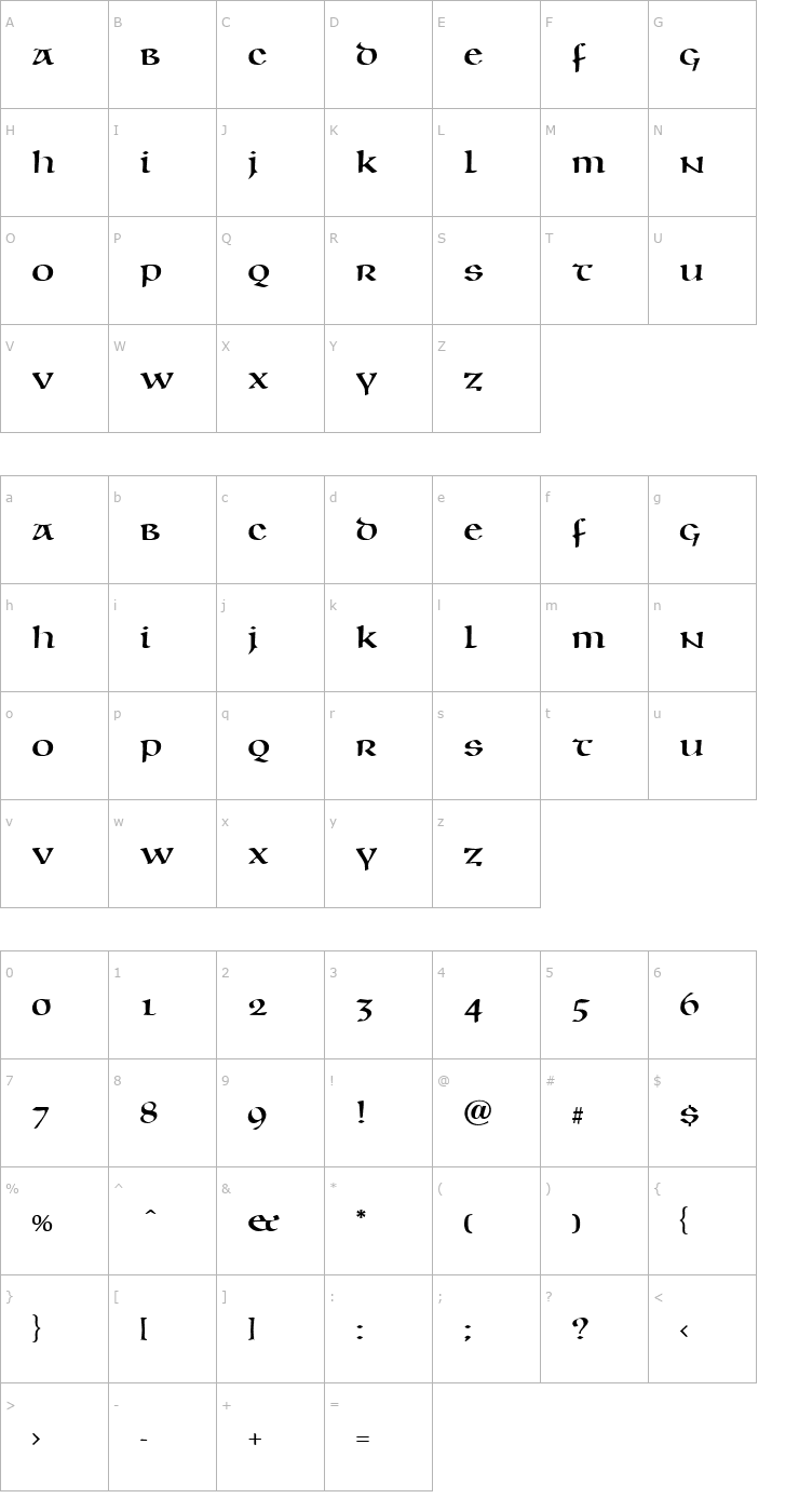 Character Map Unciala Font