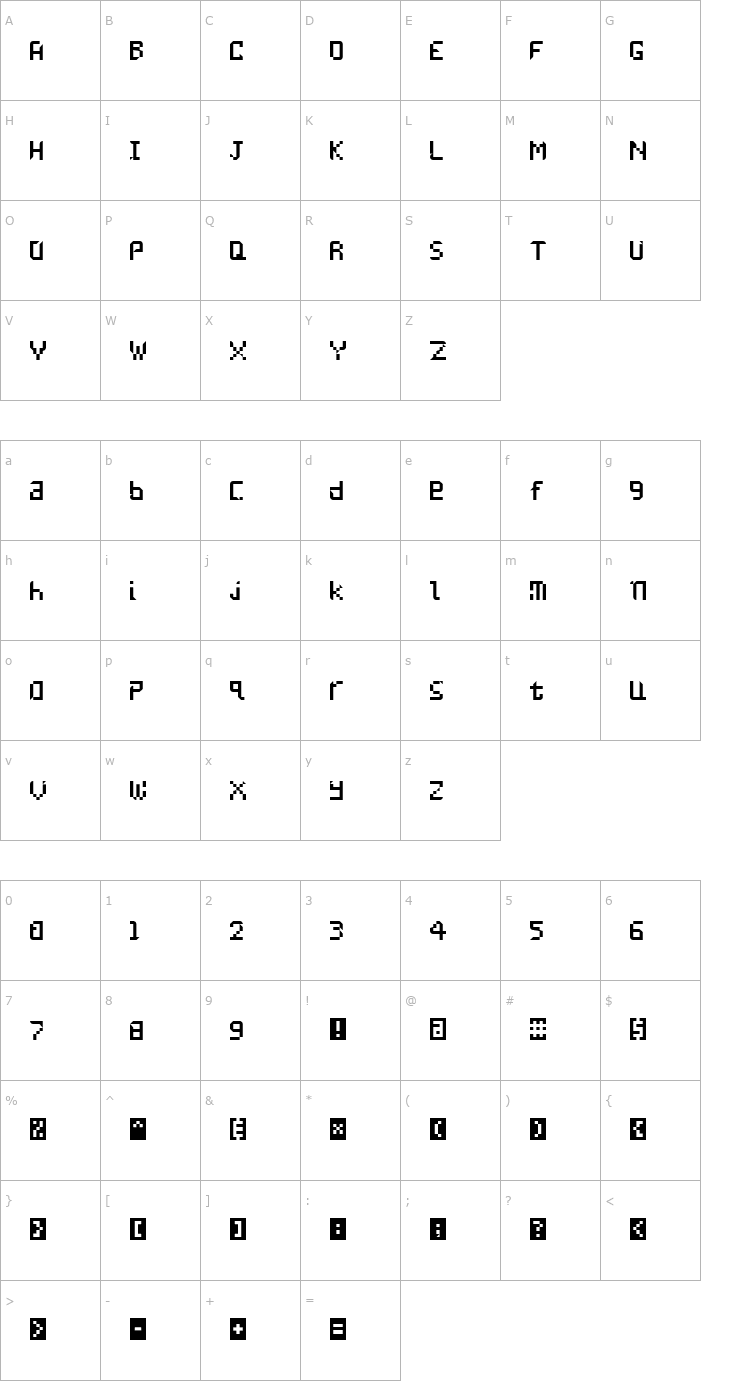 Character Map UNDATAME Font