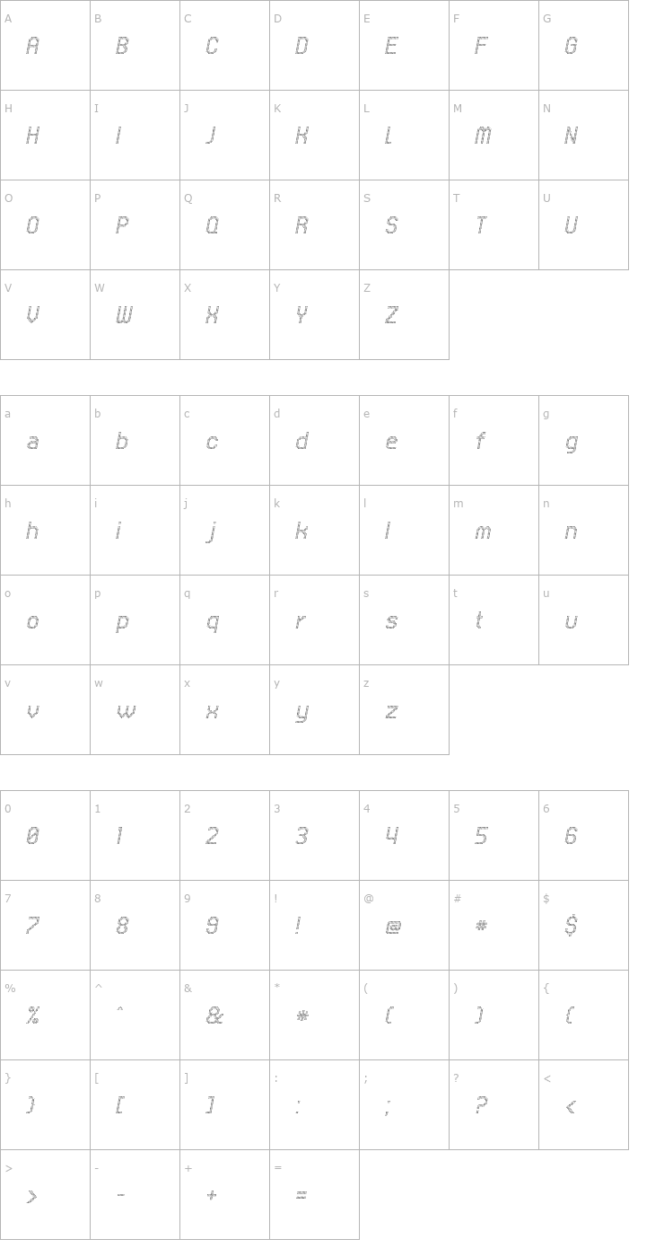 Character Map UNDATriangleFineItalic Font