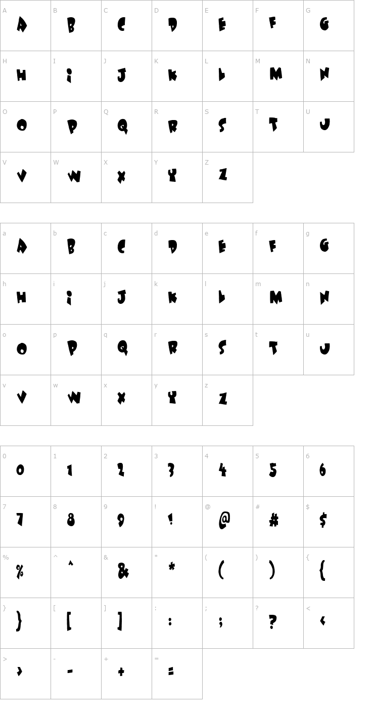 Character Map Under attack Font