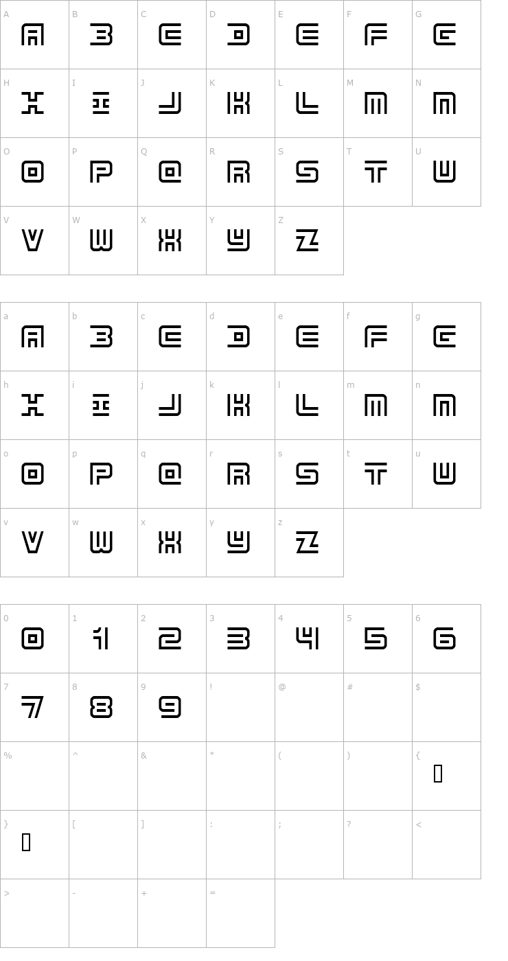 Character Map Undercover Font