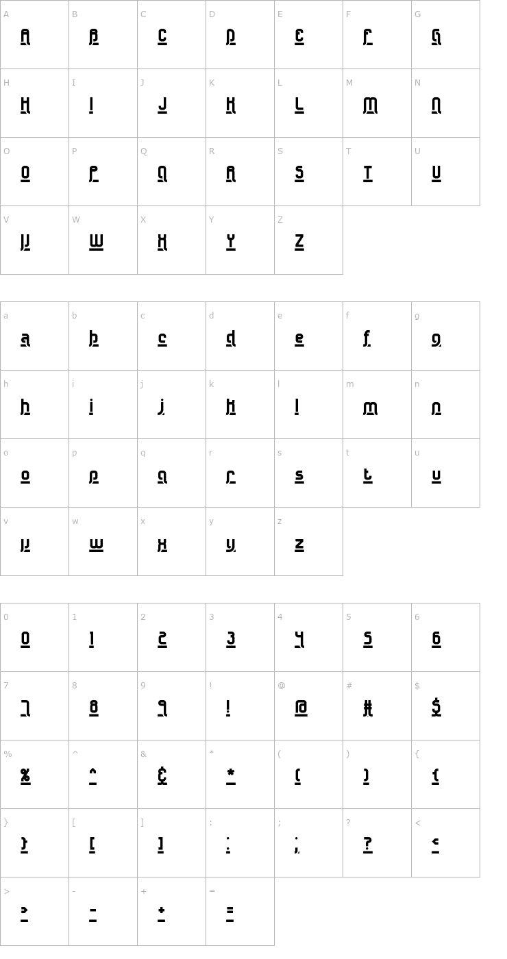 Character Map Underscore 2 BRK Font