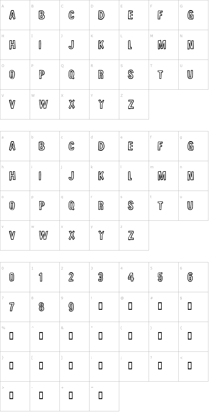 Character Map Unfinished Sympahthy Font