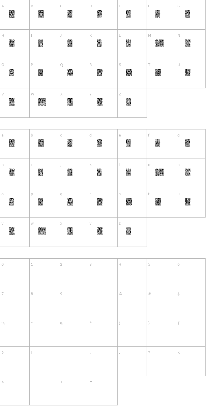 Character Map Unger-FrakturZierbuchstaben Font