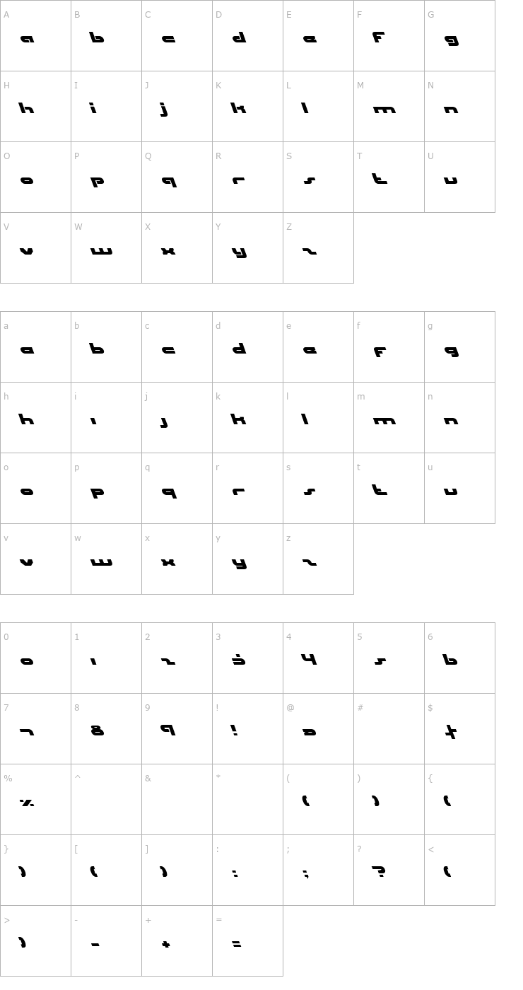 Character Map uni-sol left Font