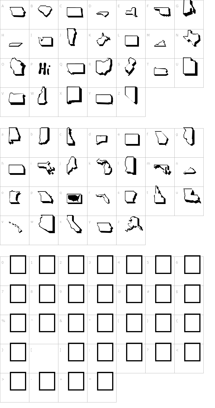 Character Map United States Normal Font