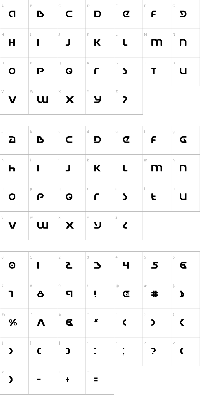 Character Map Universal Jack Font