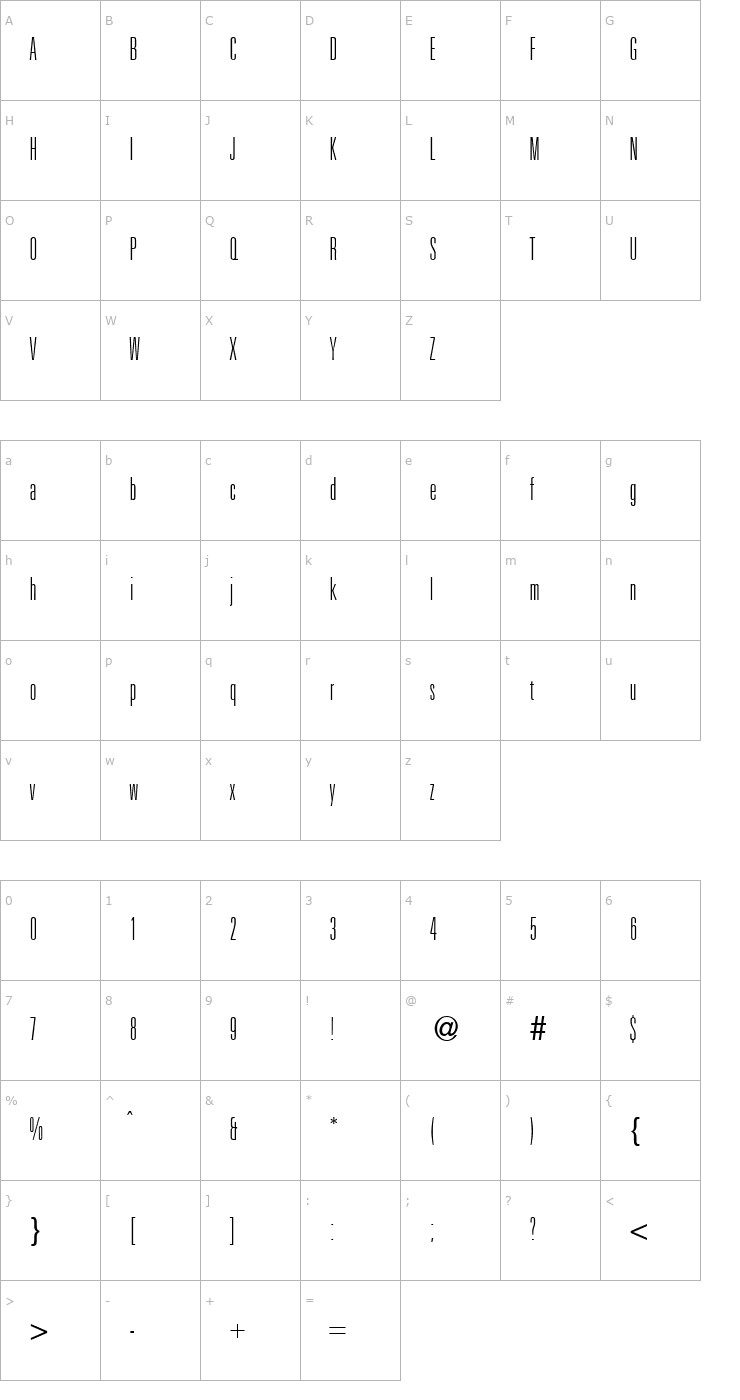 Character Map UniversalUCLDB Normal Font