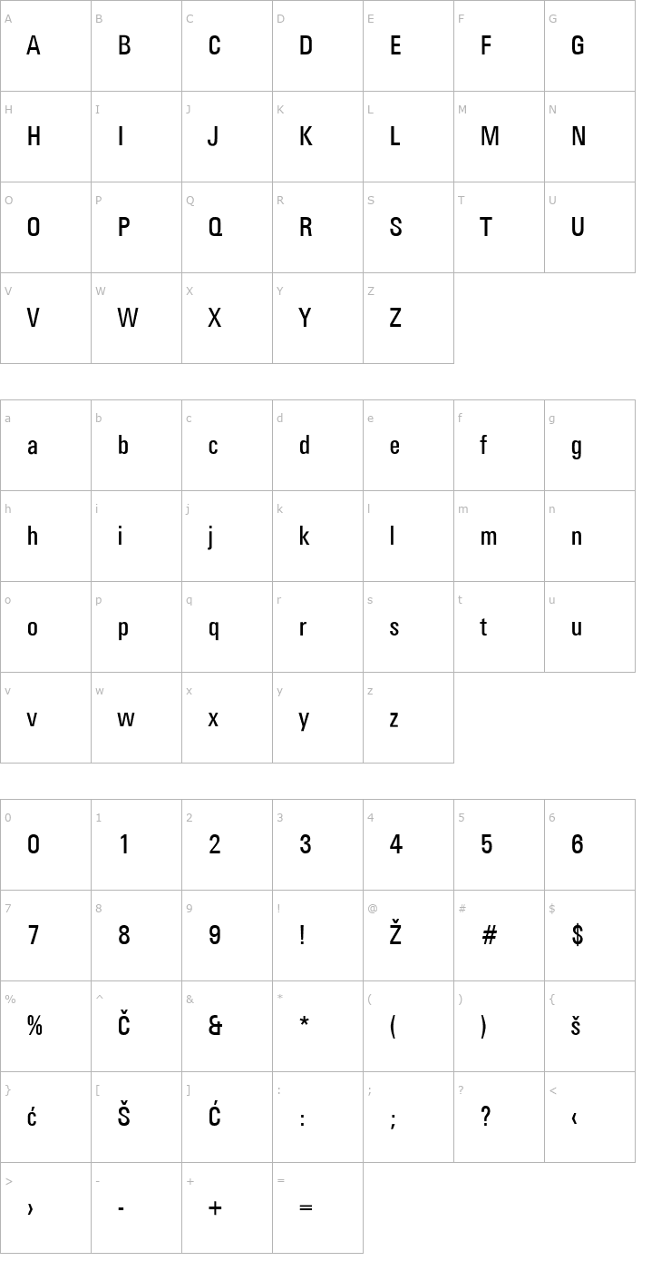 Character Map Universans570_PP-Normal Font