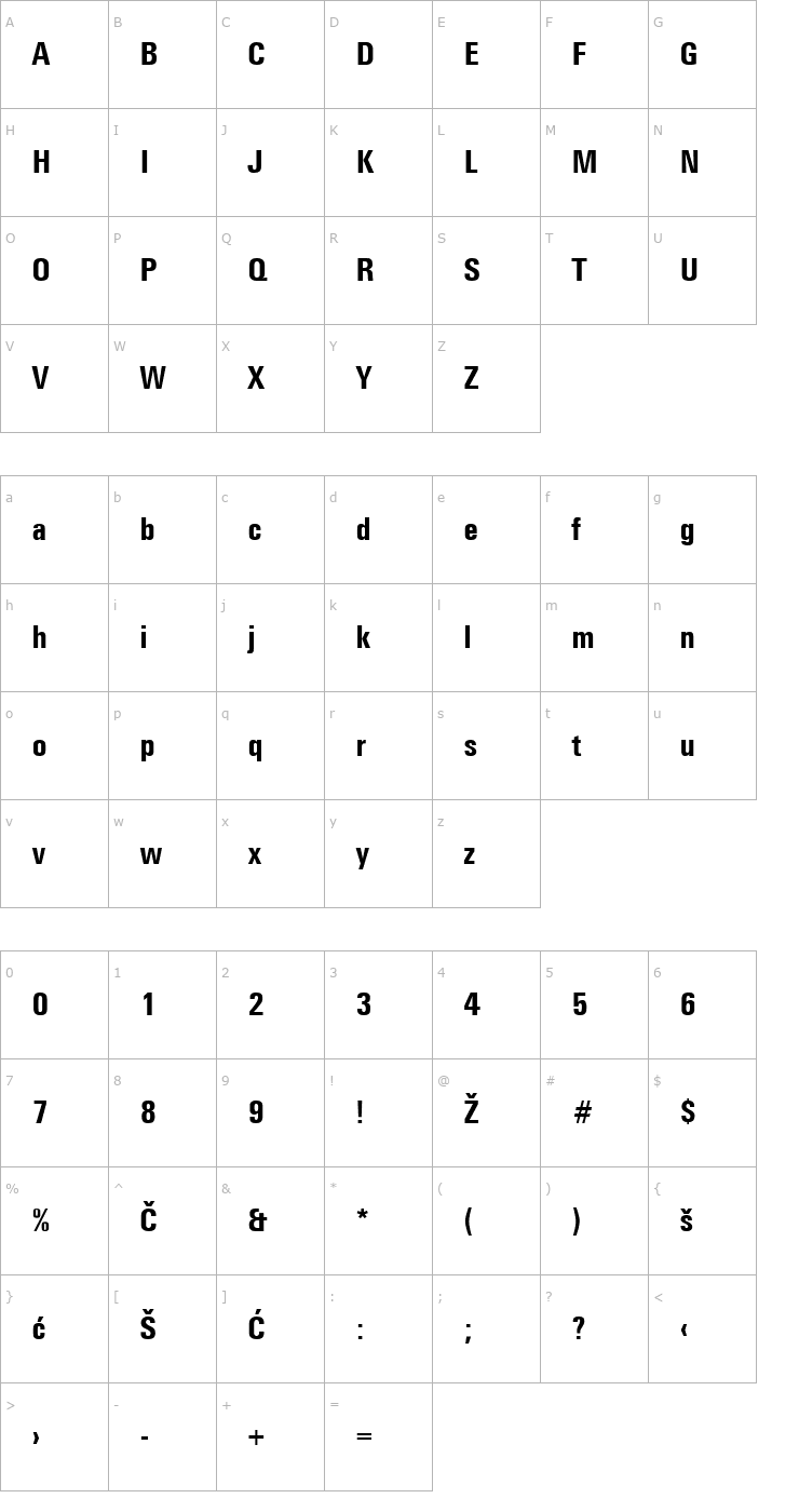 Character Map Universans670_PP-Bold Font