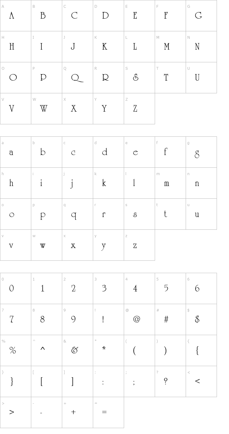 Character Map University Regular Font