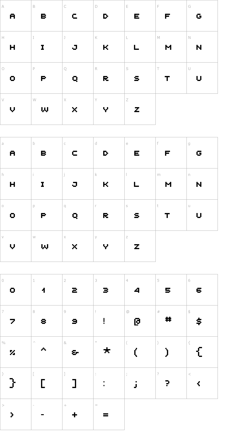 Character Map Unscreen MK Font