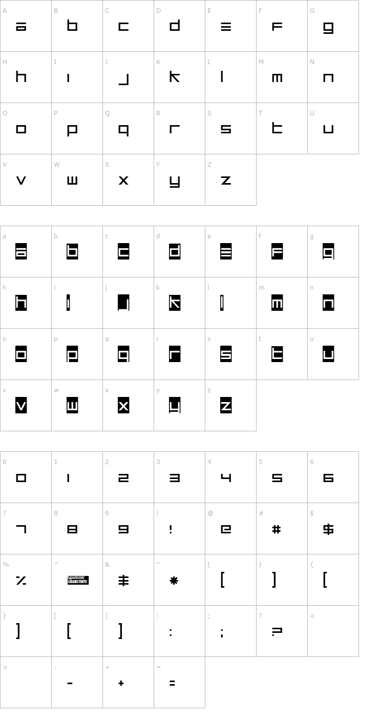 Character Map Unsteady Oversteer Font