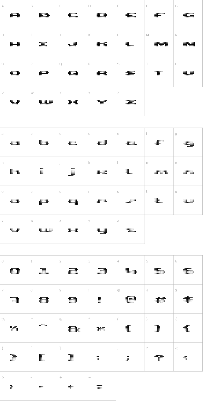 Character Map UP Tiny lcd four 8 decoC Light Font