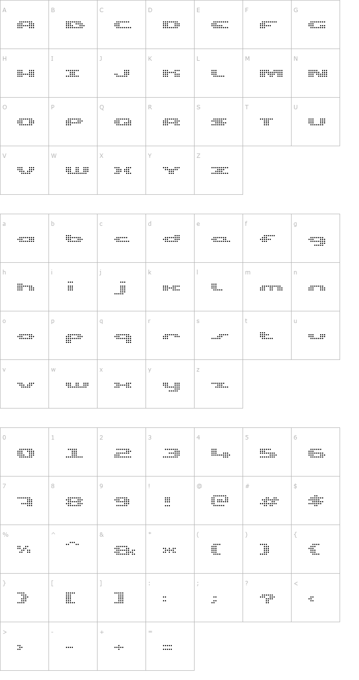 Character Map UP Tiny lcd four 8 Light Font