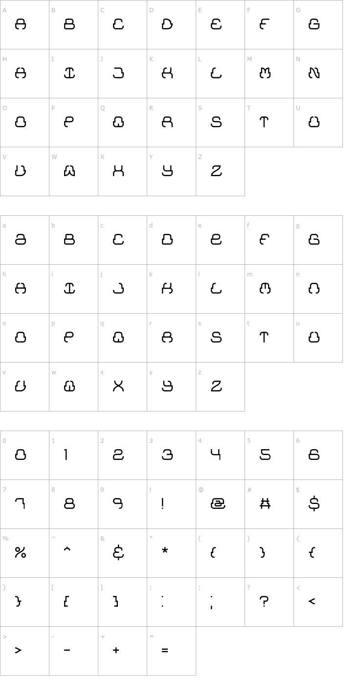 Character Map Upraise BRK Font