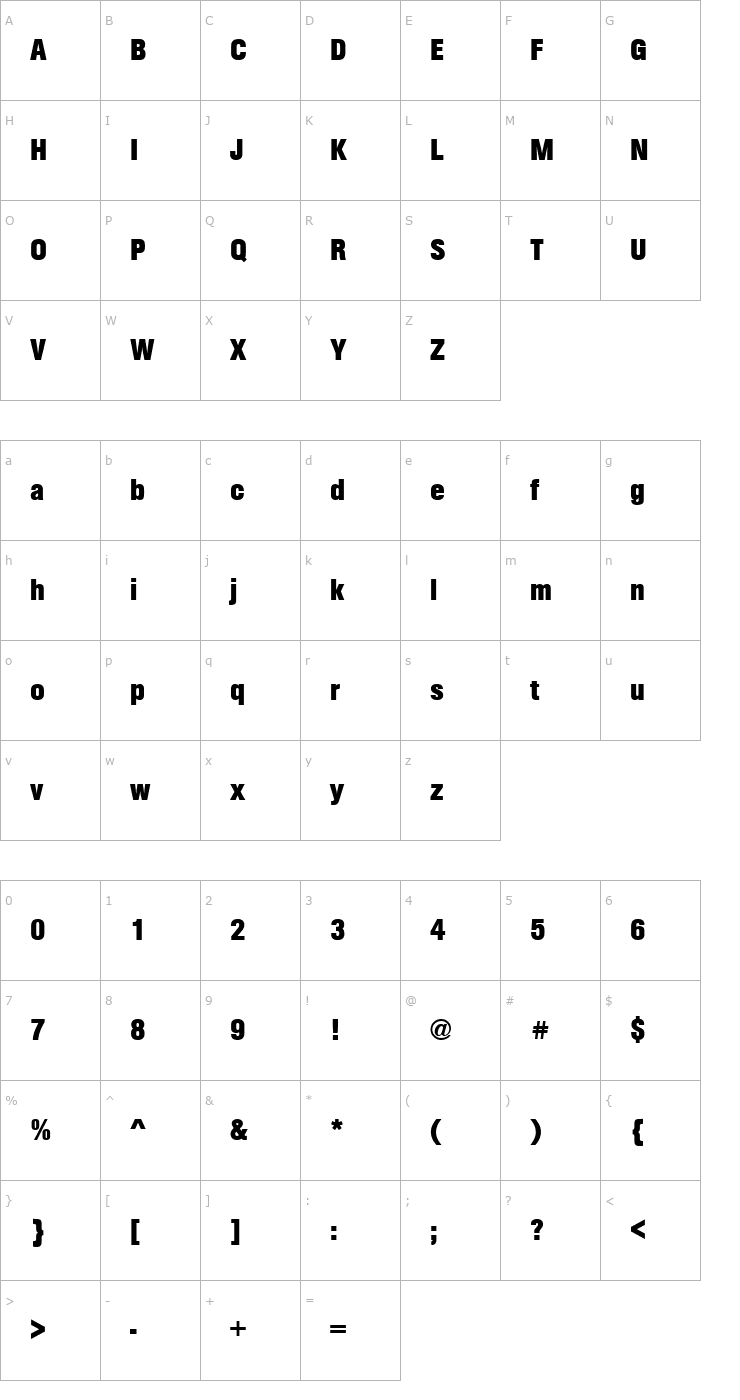 Character Map URWAccidaliaBucDCon Bold Font