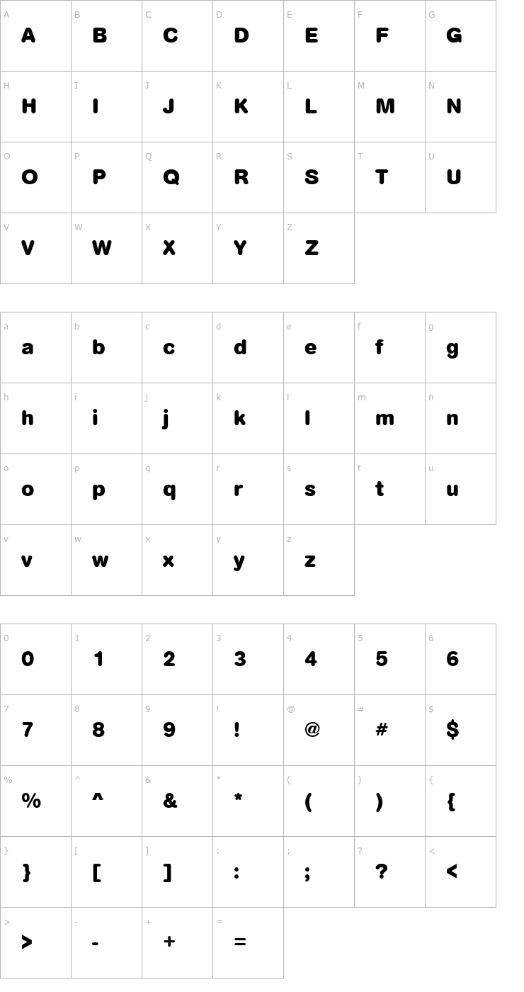 Character Map URWAccidaliaBucRouD Bold Font