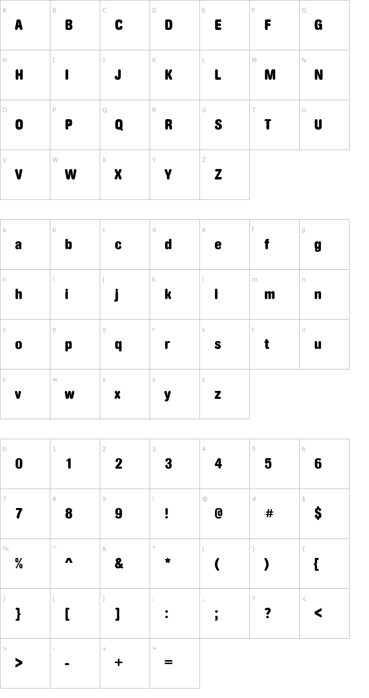 Character Map URWAccidaliaBucRouDBolCon Font