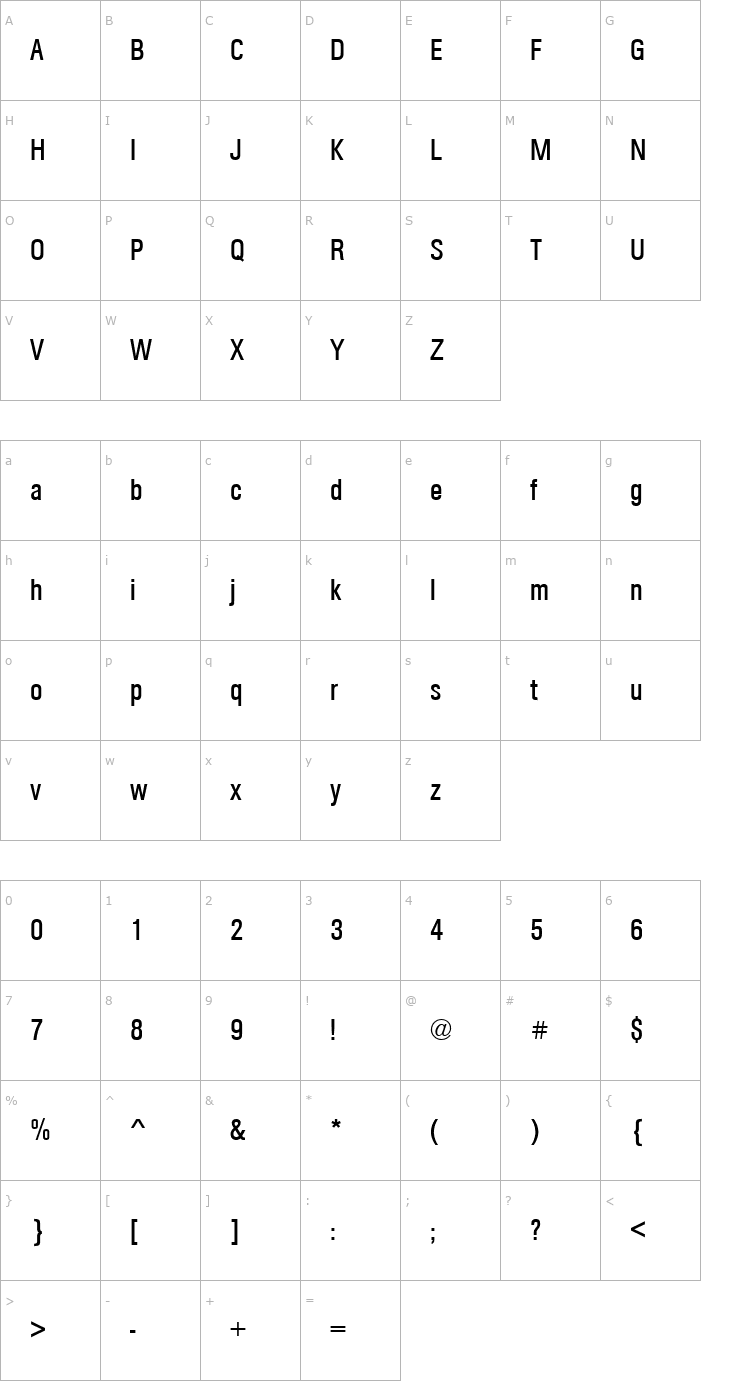 Character Map URWAccidaliaBucTCon Font