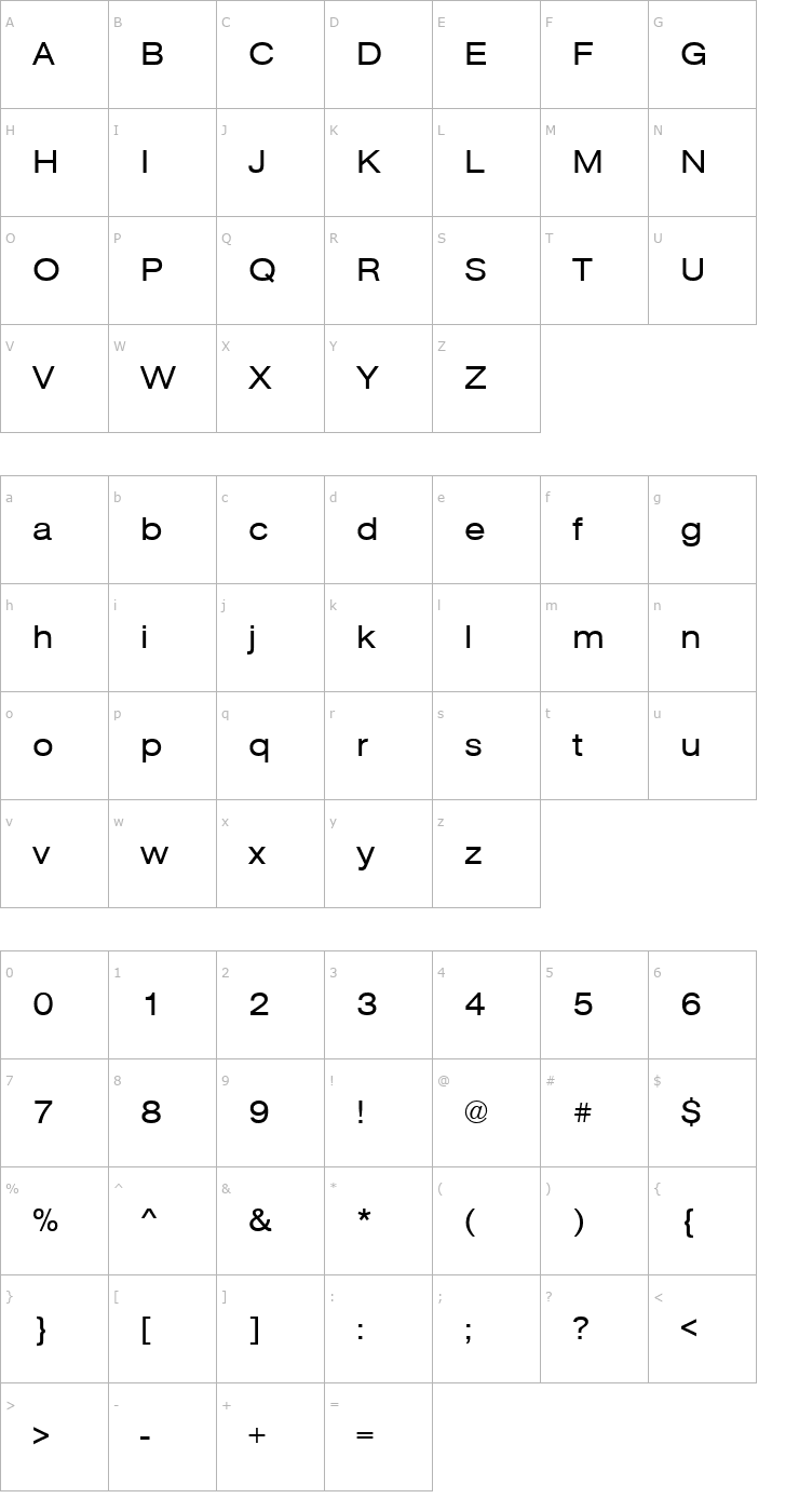 Character Map URWAccidaliaBucTExt Font