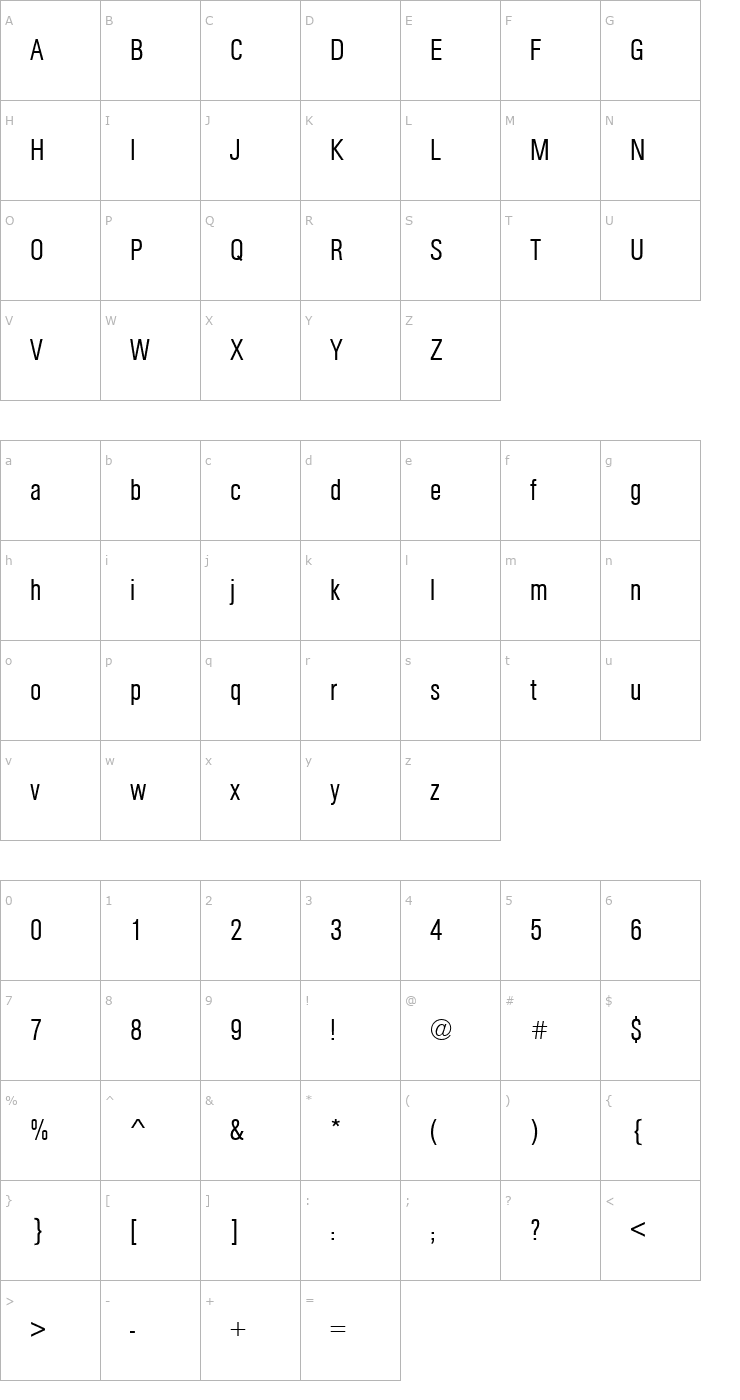 Character Map URWAccidaliaBucTLigCon Font