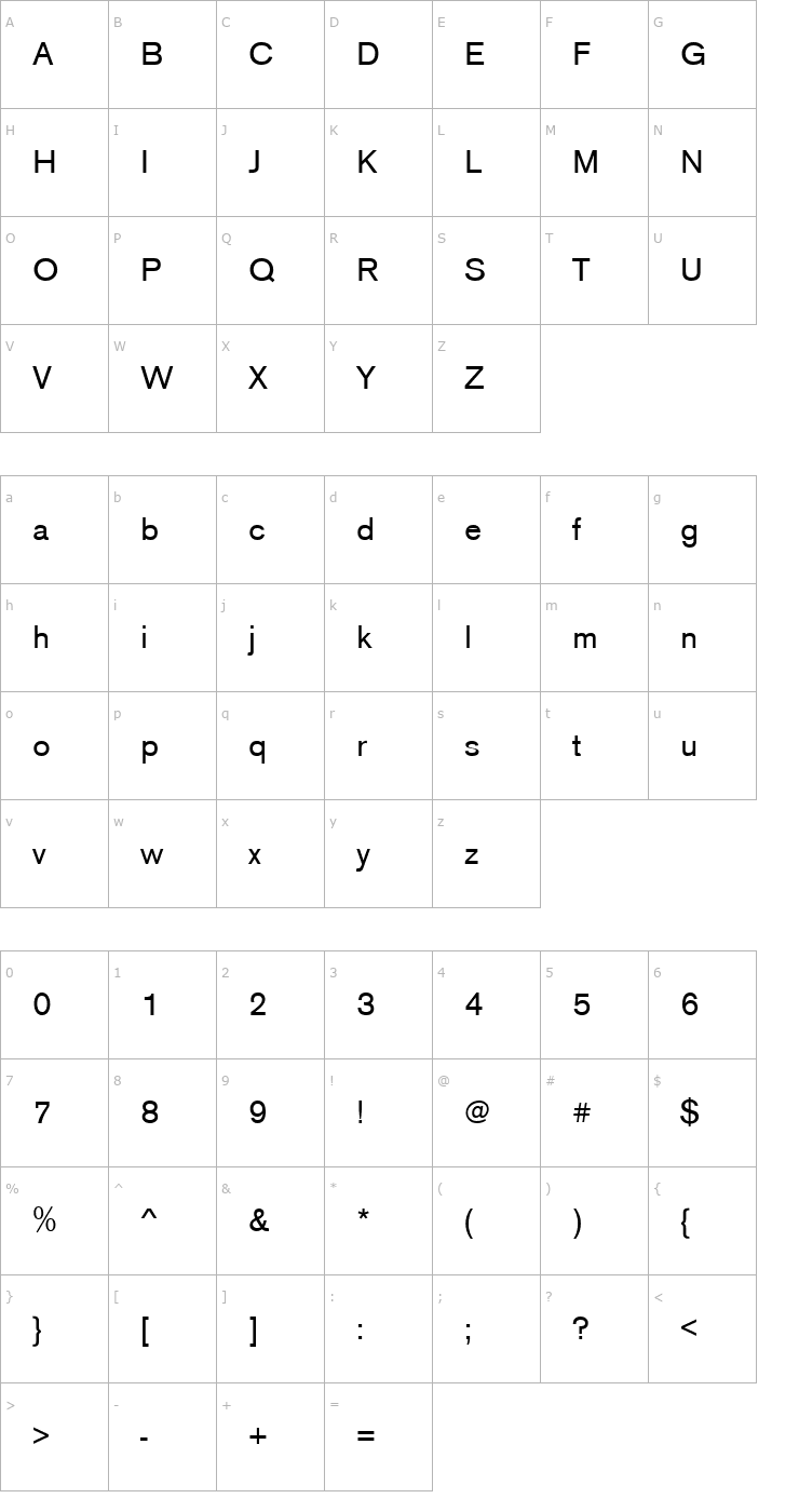 Character Map URWAccidaliaT Font