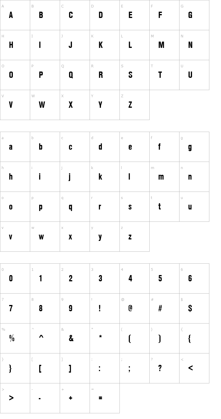 Character Map URWAccidaliaTBolCon Font