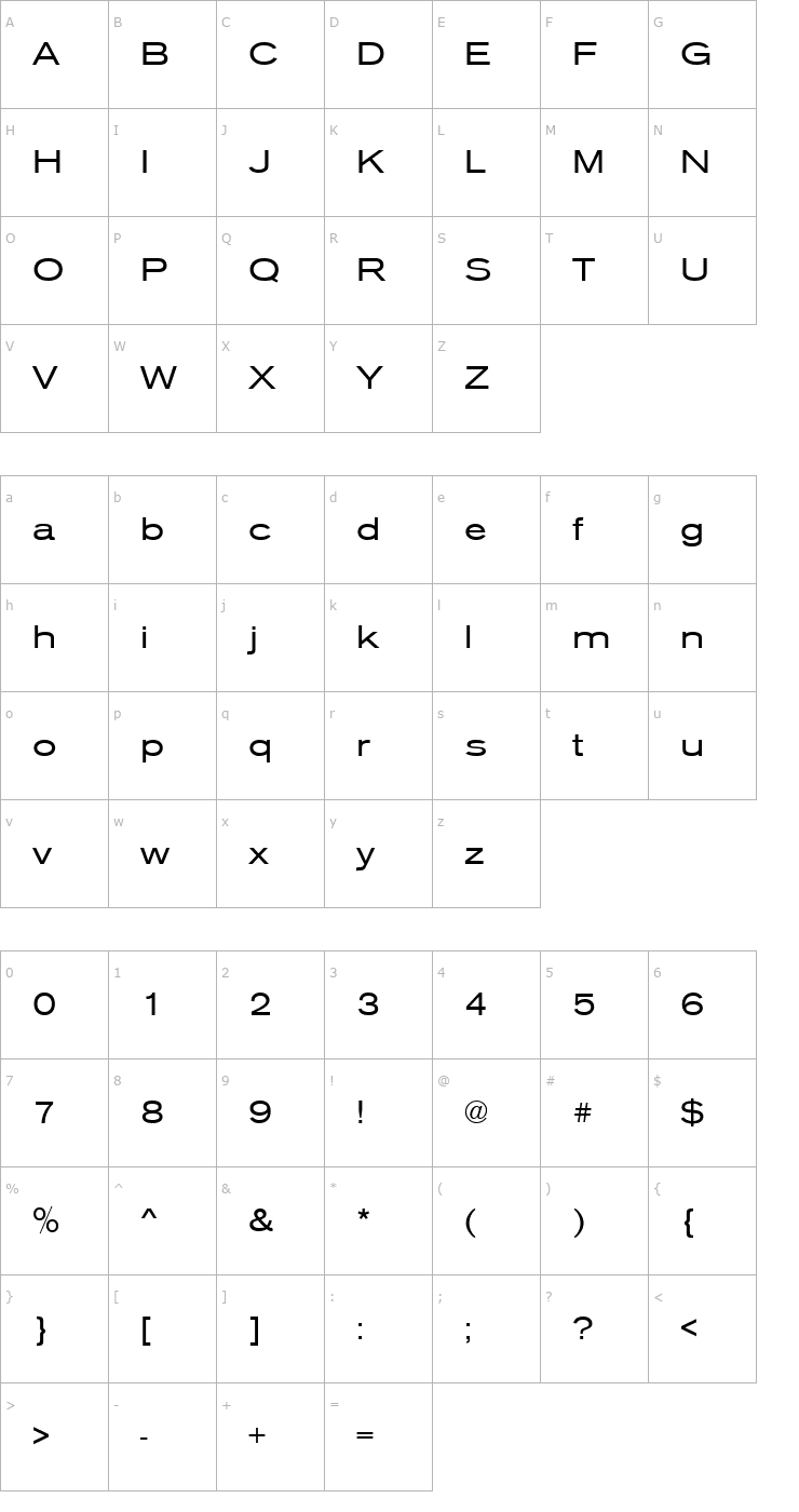 Character Map URWAccidaliaTExt Font