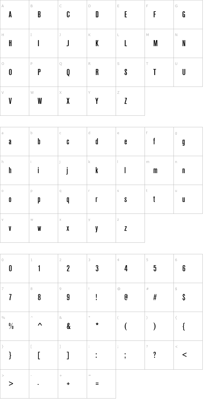 Character Map URWAccidaliaTMedCon Font