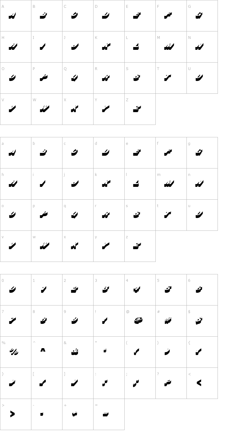 Character Map URWBuschingD Font