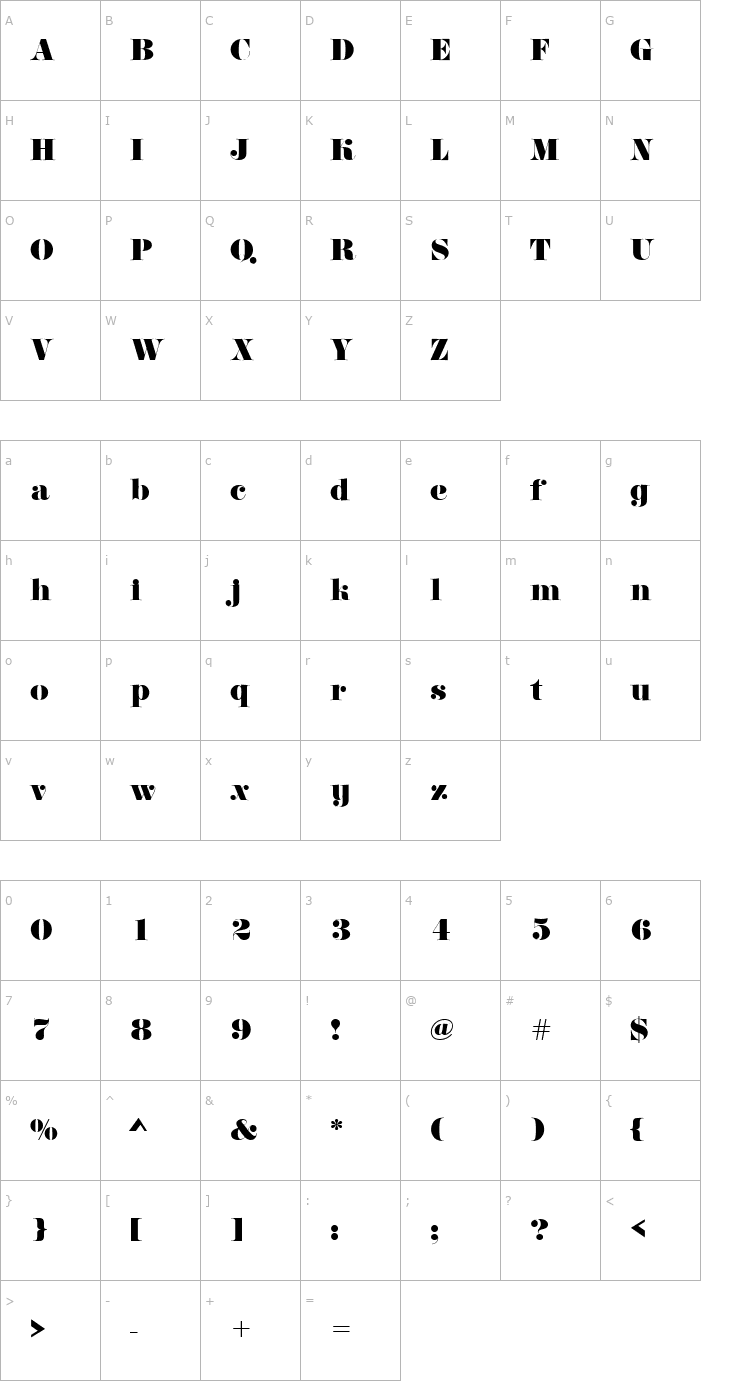 Character Map URWCapellaD Font