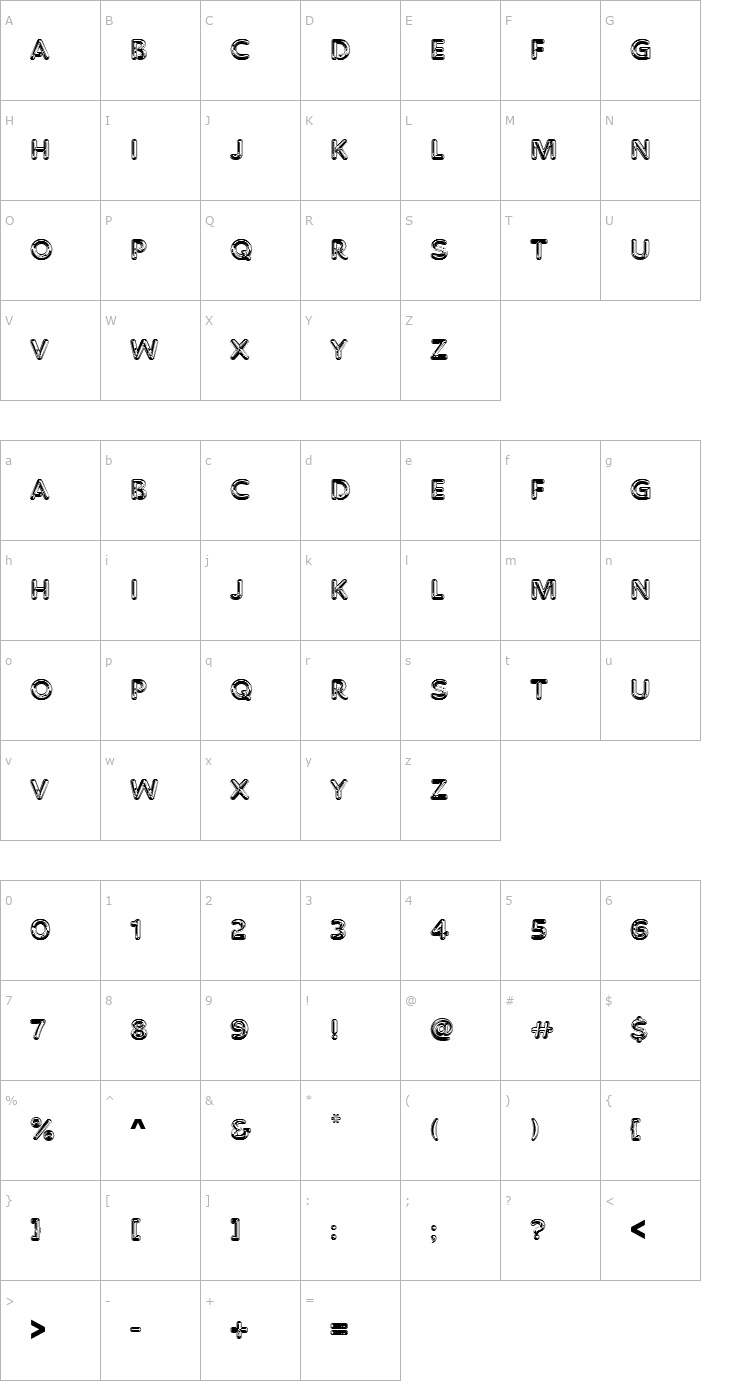 Character Map URWChrallisD Font