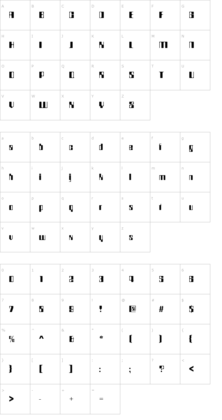 Character Map URWCondorcetD Font