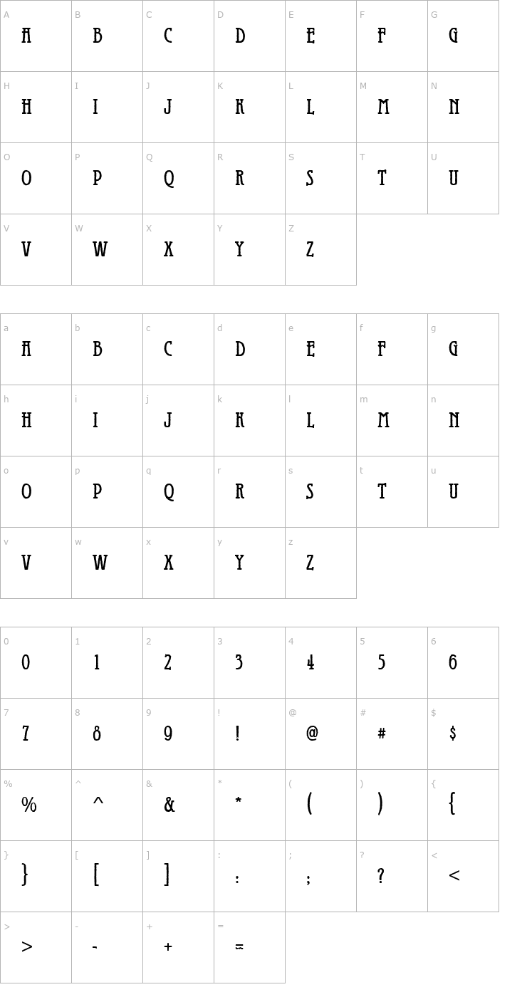 Character Map URWGalileiAntD Font