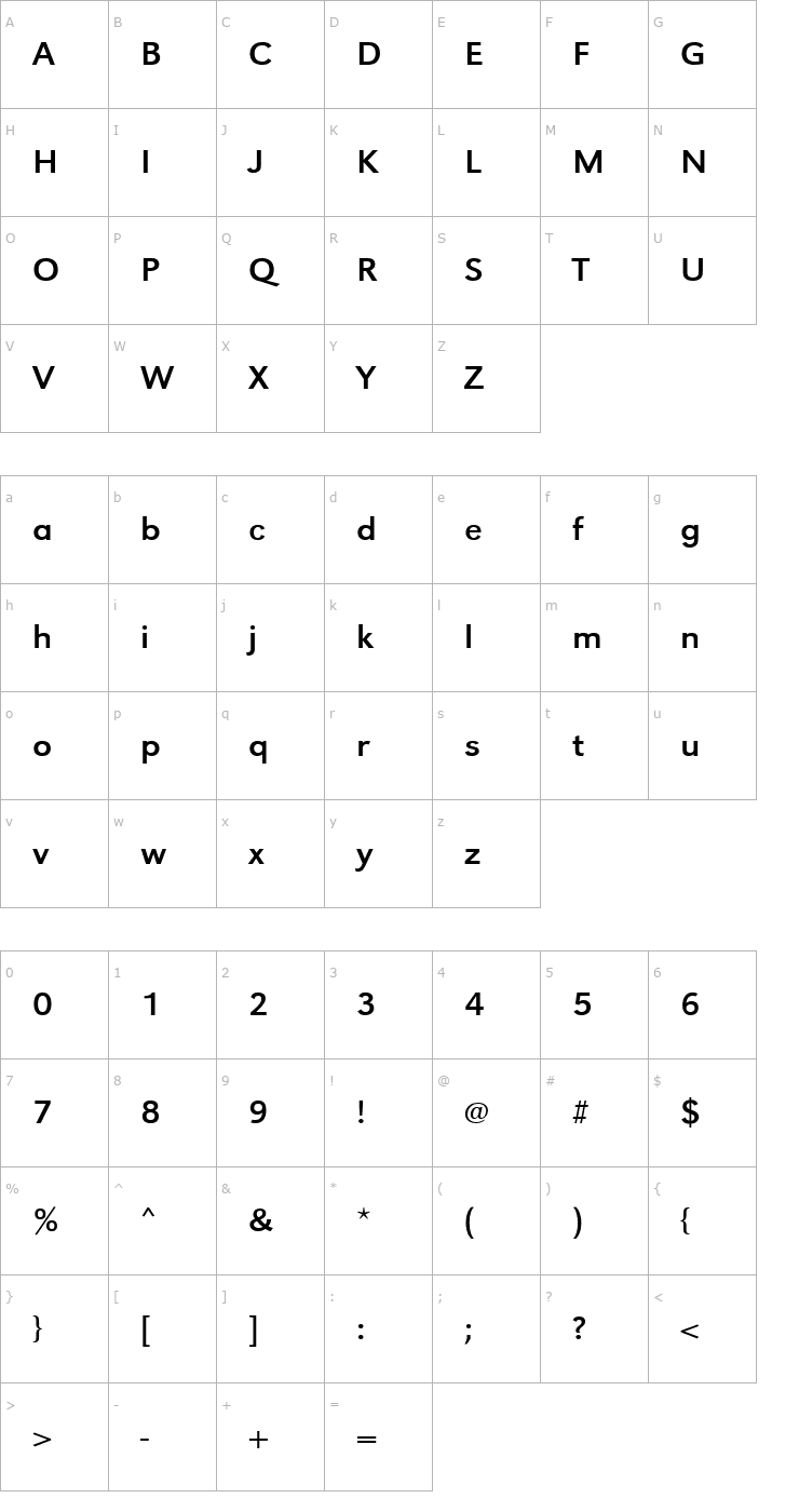 Character Map URWGroteskTWid Font