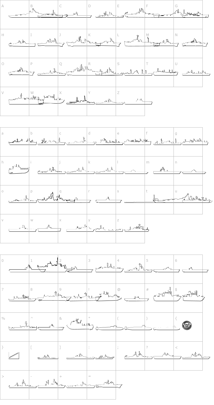 Character Map US Navy 3D Font
