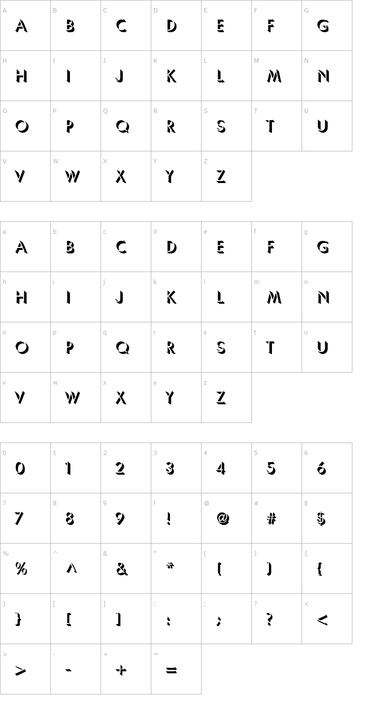 Character Map Usambara-Regular Font