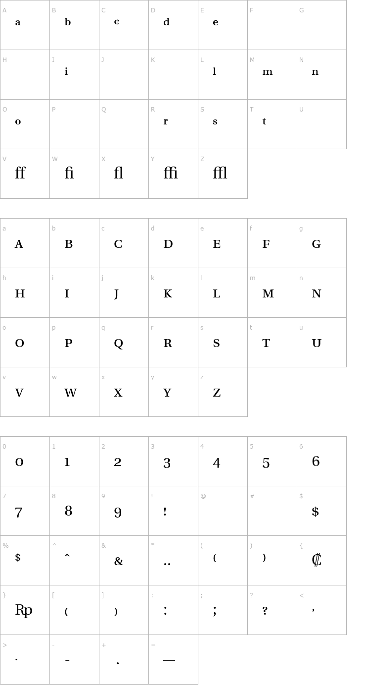 Character Map Utopia Expert Regular Font