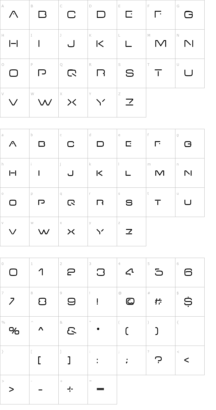 Character Map V-Dub Font