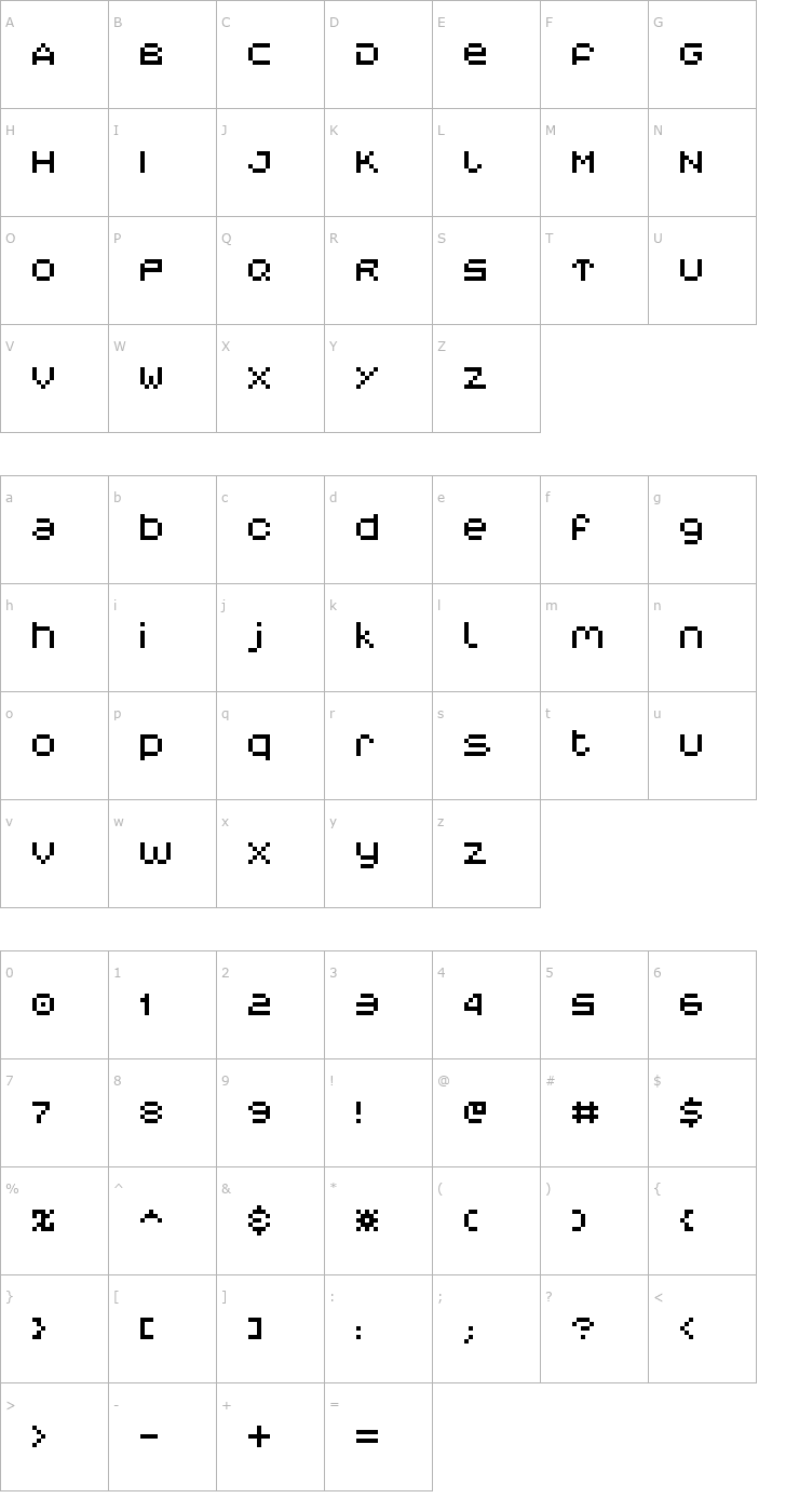 Character Map V5 Myopia Font