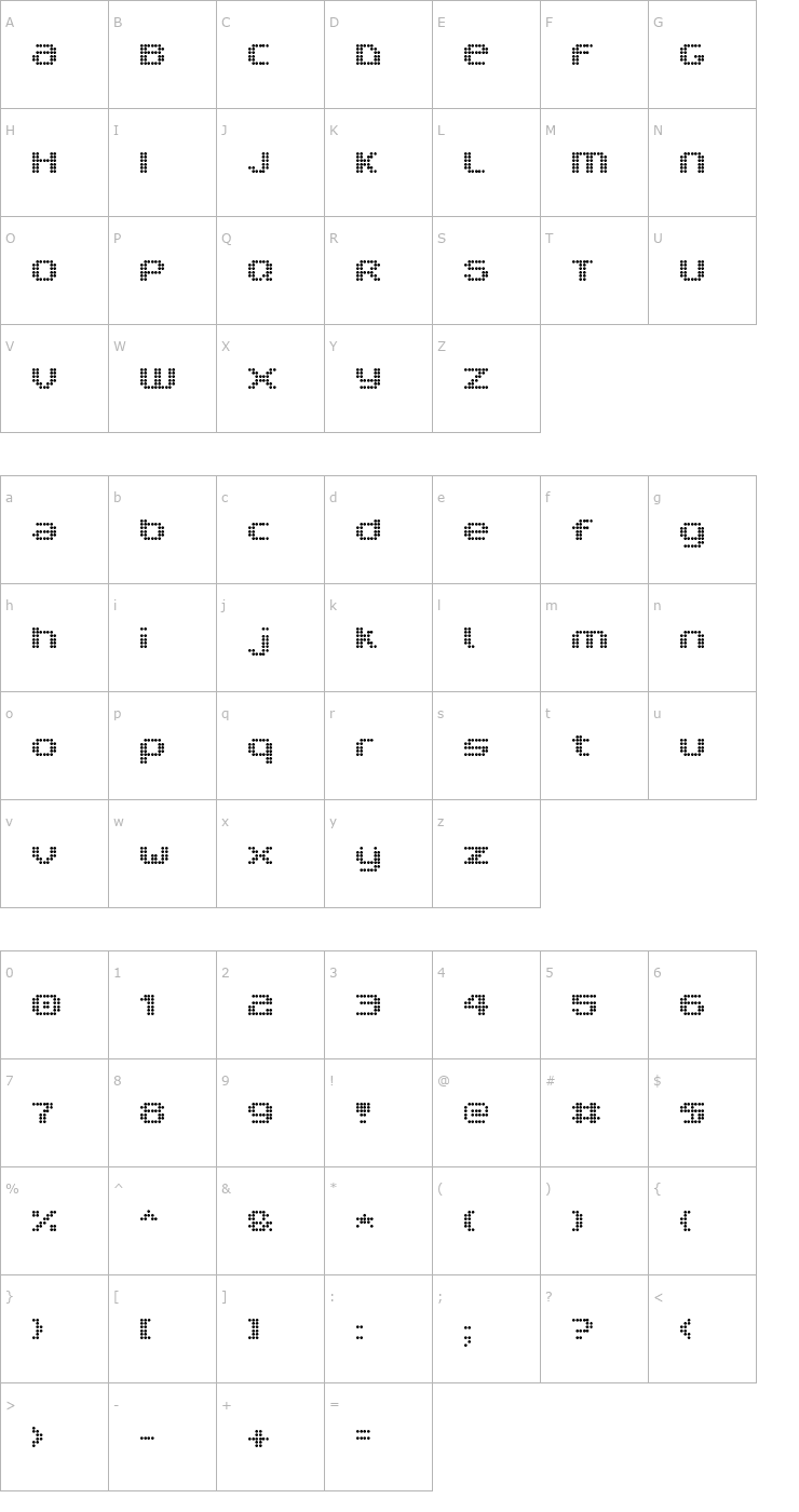 Character Map V5 Prophit Dot Font