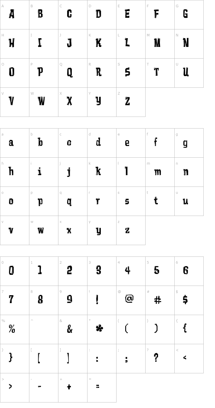 Character Map Vademecum Font